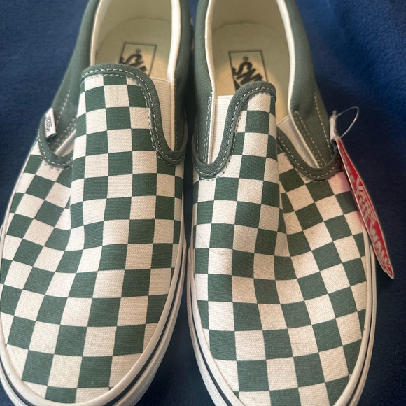 Vans Green and White Checkered Slip-Ons - Picture 1 of 5
